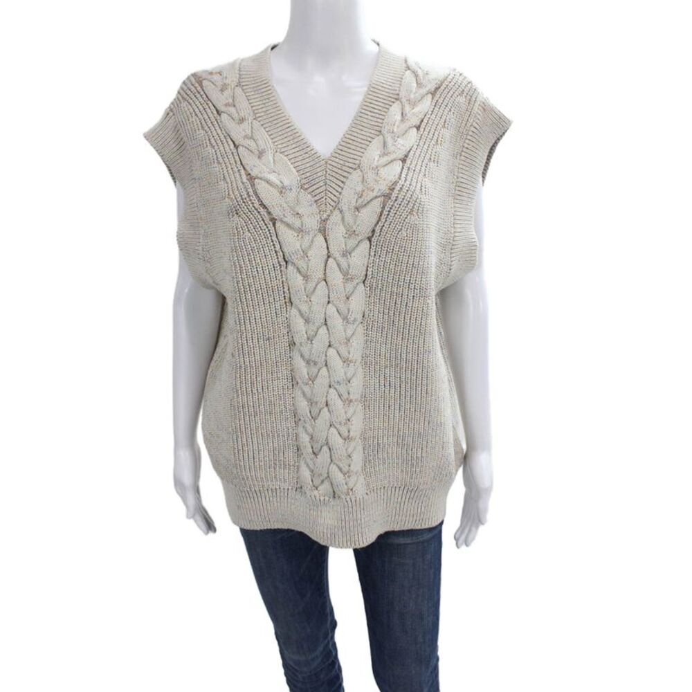 COS Women Vest Multicolor V-Neck Cable Knit Sleeveless Size M